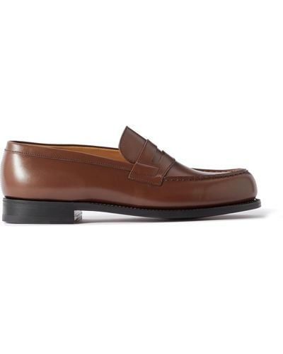 J.M. Weston Leather Loafers - Brown