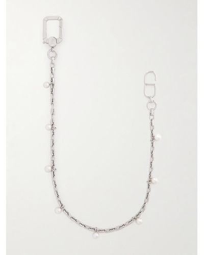 Eera Silver Pearl Belt Chain - White