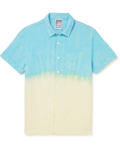 Jungmaven The Ridge Flash Dip-dyed Hemp And Organic Cotton-blend Shirt - Blue