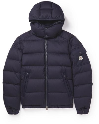 Moncler High-neck Quilted Wool-blend Down Jacket in Blue for Men | Lyst