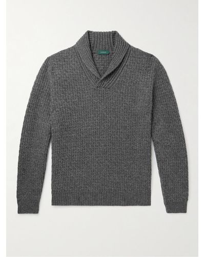 Incotex Zanone Slim-fit Shawl-collar Wool Jumper - Grey