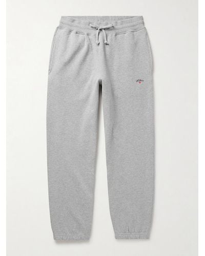 Noah Core Tapered Logo-embroidered Cotton-jersey Sweatpants - Grey