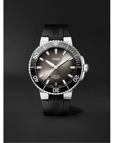 Oris Aquis Date Automatic 41.5mm Stainless Steel And Rubber Watch - Black