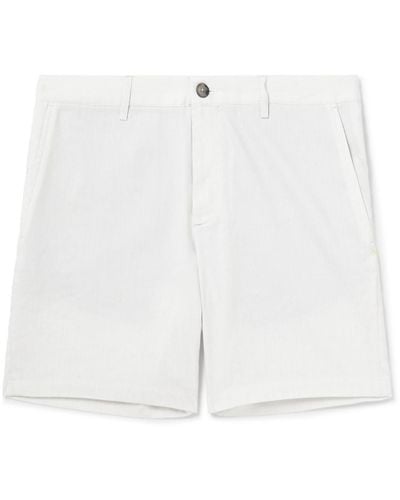 Club Monaco Baxter Slim-fit Straight-leg Striped Linen-blend Shorts - White