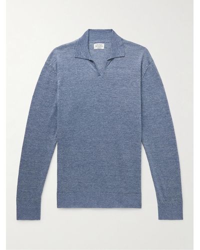 Hartford Linen And Cotton-blend Polo Shirt - Blue