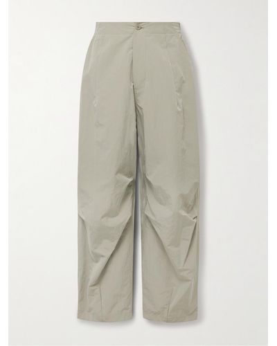 Amomento Wide-leg Pleated Nylon-blend Micro-ripstop Pants - Natural