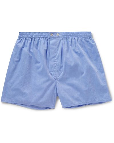 Derek Rose Amalfi Cotton Boxer Shorts - Blue