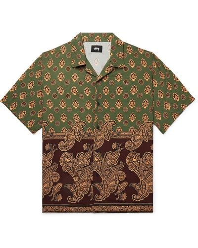 Stussy Camp-collar Paisley-print Woven Shirt - Green