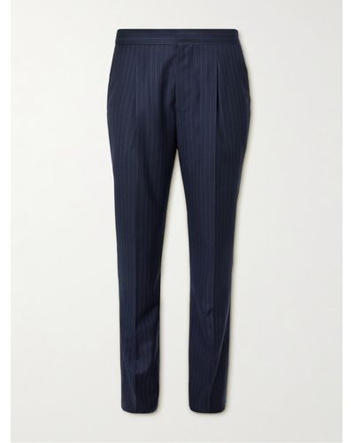 Brunello Cucinelli Straight-leg Slim-fit Pinstriped Virgin Wool Suit Pants - Blue