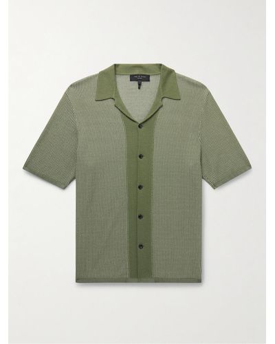 Rag & Bone Camicia in cotone jacquard con colletto aperto Harvey - Verde