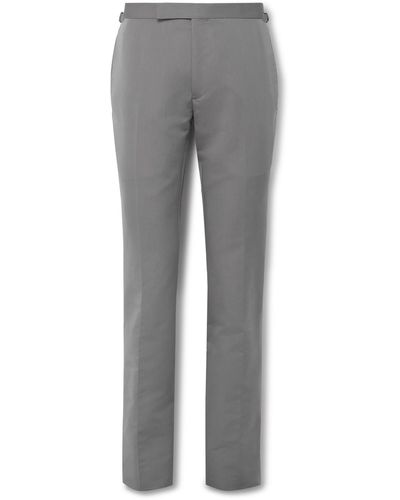Tom Ford Shelton Slim-fit Cotton And Silk-blend Suit Pants - Gray