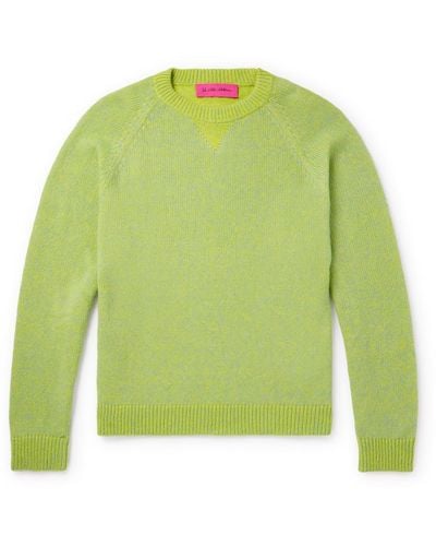The Elder Statesman Mélange Cashmere And Cotton-blend Sweater - Green