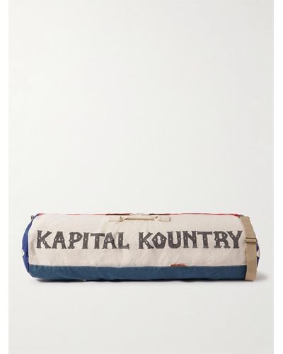 Kapital Borsone in tela con stampa Boston - Bianco