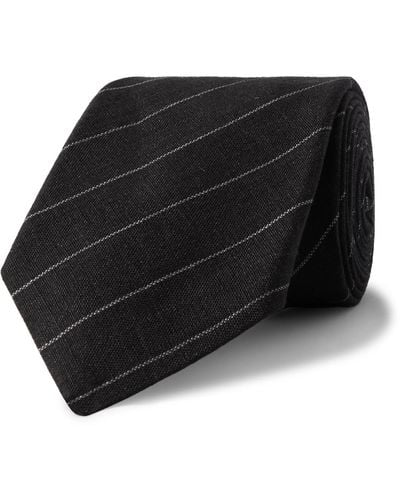 Brunello Cucinelli 7.5cm Striped Linen Tie - Black