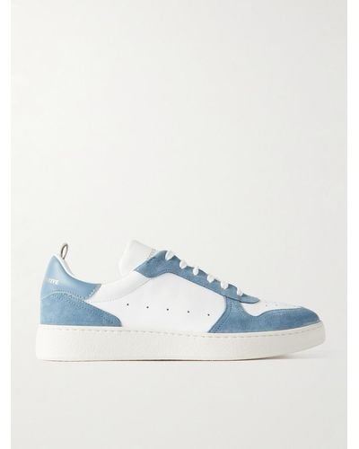 Officine Creative Mower Suede-trimmed Leather Trainers - Blue