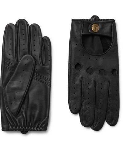 Dents Mens Black Leather Driving Gloves