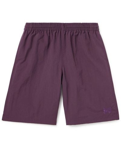 Needles Straight-leg Embroidered Shell Swim Shorts - Purple