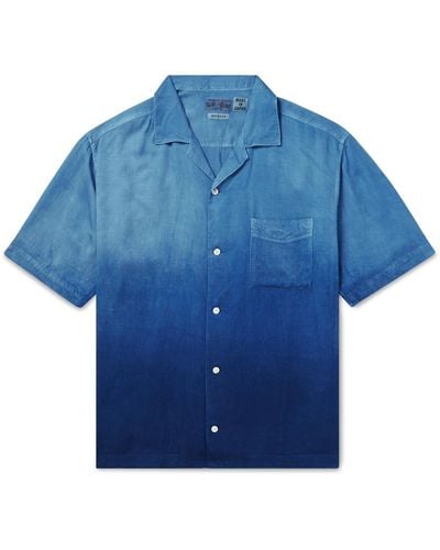 Blue Blue Japan Camp-collar Indigo-dyed Woven Shirt - Blue