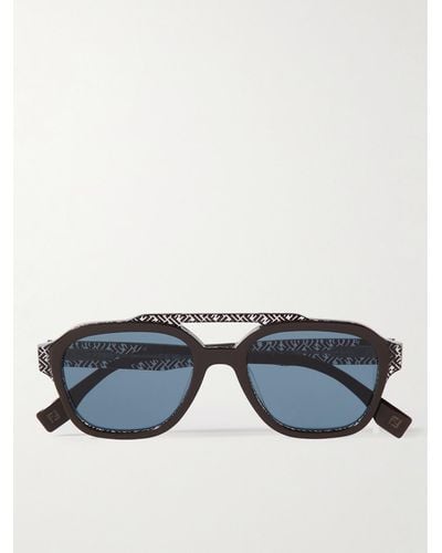 Fendi Pilotensonnenbrille aus Metall - Blau