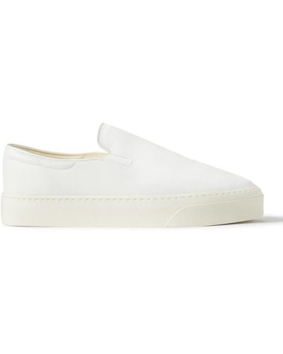 The Row Dean Leather Slip-on Sneakers - White