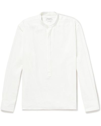 Richard James Grandad-collar Cotton-gauze Shirt - White