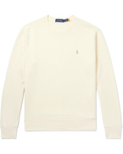 Polo Ralph Lauren Logo-embroidered Cotton-jersey Sweatshirt - Natural