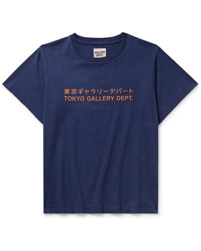 GALLERY DEPT. Glittered Logo-print Cotton-jersey T-shirt - Blue