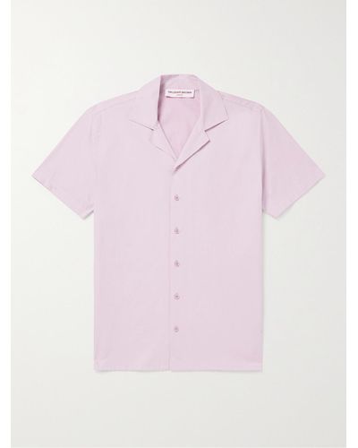 Orlebar Brown Travis Slim-fit Camp-collar Cotton-blend Shirt - Pink
