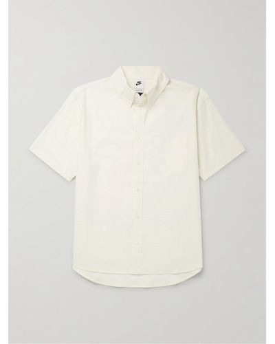Nike Button-down Collar Cotton-blend Seersucker Shirt - Natural