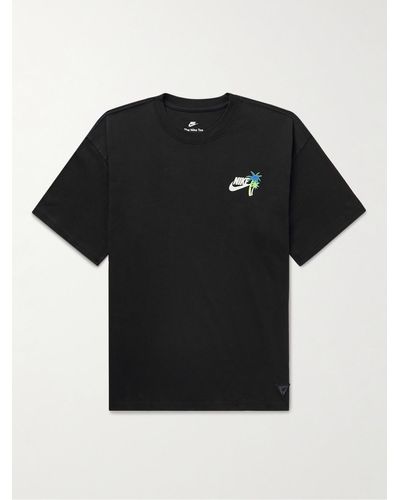 Nike T-shirt in jersey di cotone con stampa e logo applicato Sportswear - Nero