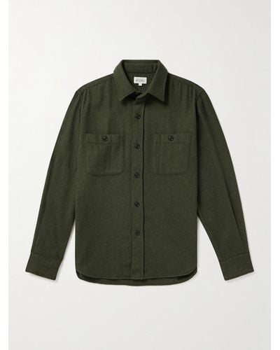 Hartford Overshirt in flanella di misto lana riciclata Percey - Verde