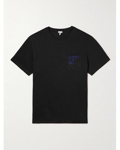 Loewe Logo-embroidered Cotton-jersey T-shirt - Black