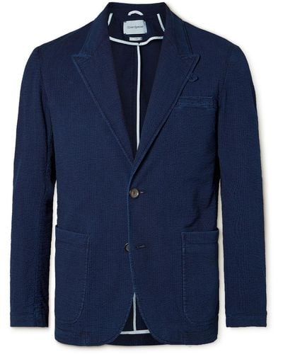 Oliver Spencer Mansfield Cotton-seersucker Suit Jacket - Blue