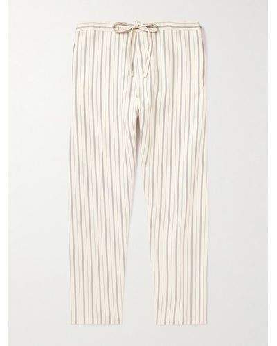 Umit Benan Julian Straight-leg Striped Silk - Natural