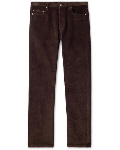 A.P.C. Jean Straight-leg Cotton And Linen-blend Corduroy Pants - Brown