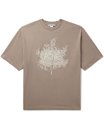 Acne Studios Logo-flocked Cotton-jersey T-shirt - Gray