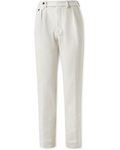 Ralph Lauren Purple Label Straight-leg Cotton-blend Jersey Pants - White