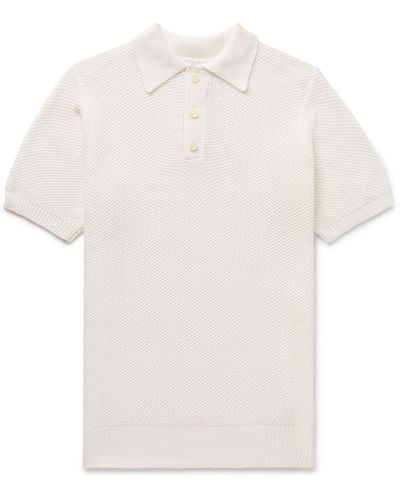 Richard James Open-knit Cotton Polo Shirt - White