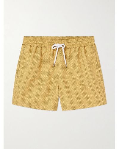 Frescobol Carioca Ipanmena Straight-leg Mid-length Printed Recycled-shell Swim Shorts - Natural