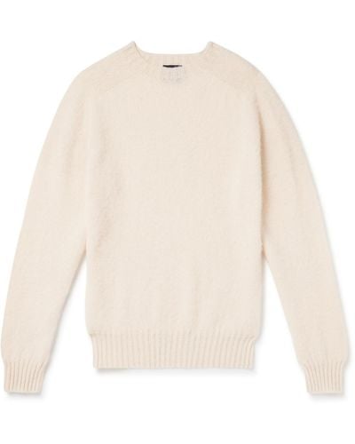 Drake's Brushed Shetland Wool Sweater - White