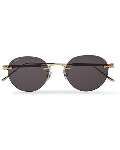 Cartier Frameless Gold-tone Sunglasses - Gray