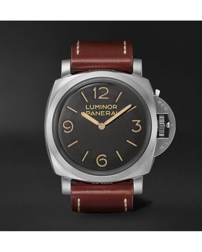 Panerai Luminor 1950 Hand-wound 47mm Stainless Steel And Leather Watch, Ref. No. Pam00372 - Black