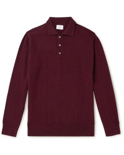 Kingsman Wade Merino Wool And Cashmere-blend Polo Shirt - Red