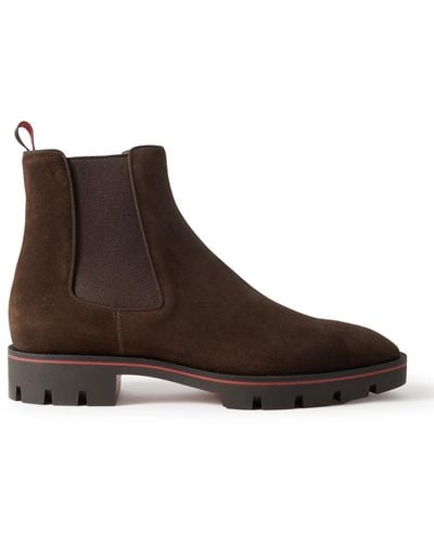 Christian Louboutin Alpino Suede Chelsea Boots - Brown