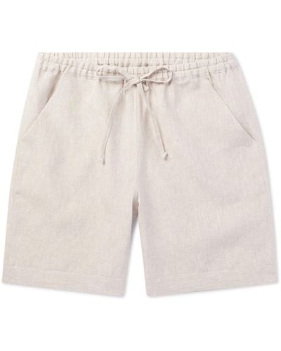 Loretta Caponi Straight-leg Linen Drawstring Shorts - White