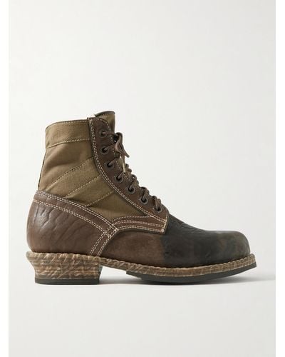 Visvim '73 Folk Stiefel aus gewachstem Veloursleder - Braun