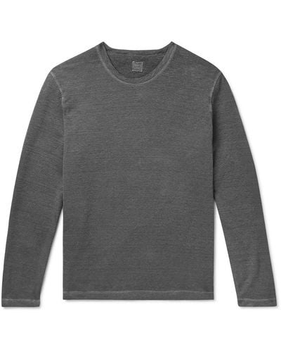120% Lino Stretch-linen And Cotton-blend Sweatshirt - Gray