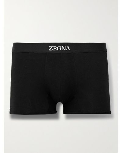 Zegna Stretch-cotton Boxer Briefs - Black