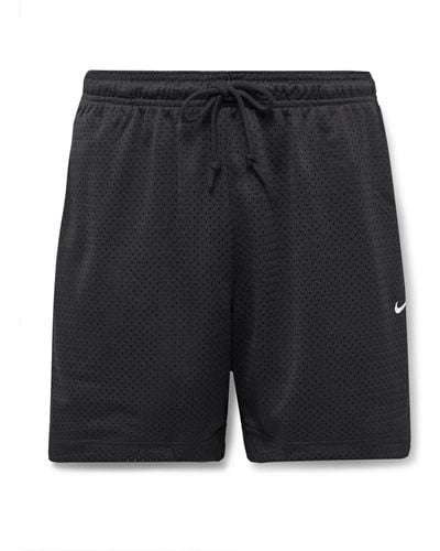 Nike Straight-leg Logo-embroidered Mesh Drawstring Shorts - Black