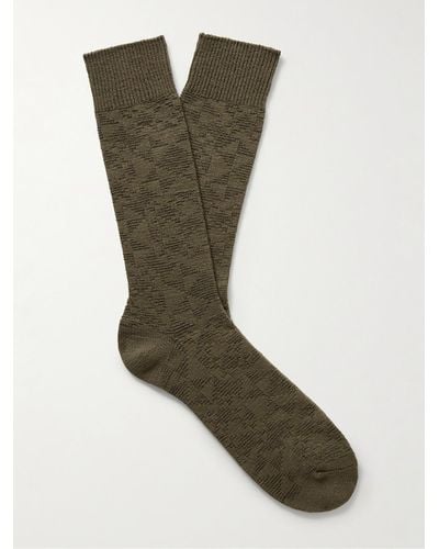 Anonymous Ism Quilt Socken aus Jacquard-Strick aus einer Baumwollmischung - Grün